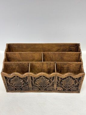 Vintage / Mid Century  1970’s faux wood desk organizer by  “LernerNewYork”